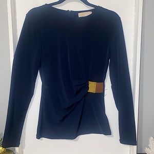 Michael Kors navy work top with side cinch buckle detail